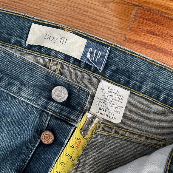 GAP 1969 Boy Fit Jeans Womens 16R Blue Relaxed Straight Leg Button-Fly Denim - Picture 6 of 12